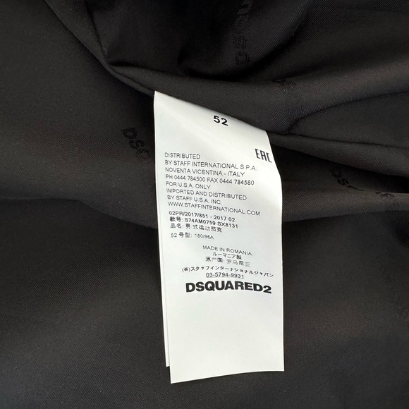 Dsquared2 Black Leather Print Biker Jacket Size 52 - Picture 11 of 15